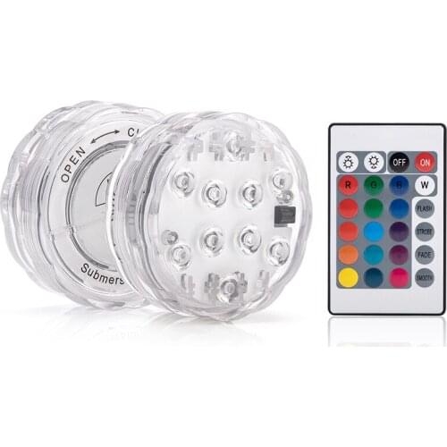 Garden Swimming Pool Light for Wedding Party Vase Bowl 10 Led RGB Led Battery Operated Submersible Light Underwater Night Lamp