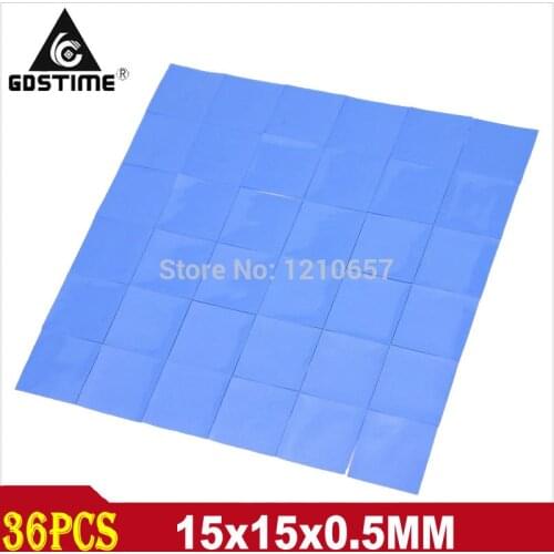 36 Pieces Lot Blue 15mm x 15mm x 0.5mm Computer GPU CPU VGA Conductive Silicone Thermal Pad