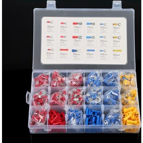 1200PCS Mixed Assorted Lug Kit Crimp Connectors Insulated Electrical Crimp Terminals with 18 Sizes Electrical Wire Connector Set