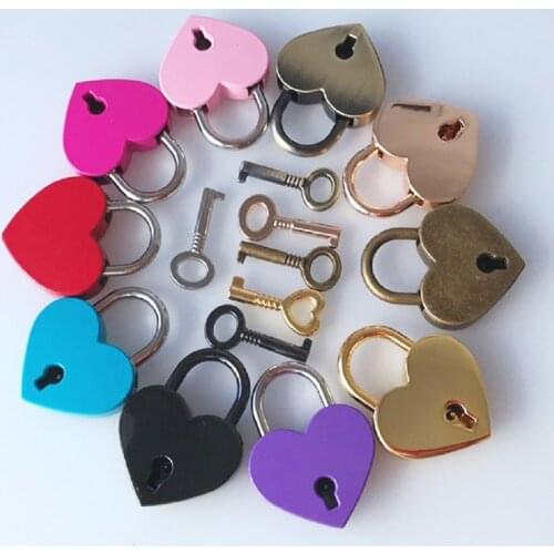 30x39mm Antique Style Heart Shape Padlock Vintage Lock Pink Romantic Lovely Diary Padlocks Key Lock With Key Wedding Jewelry
