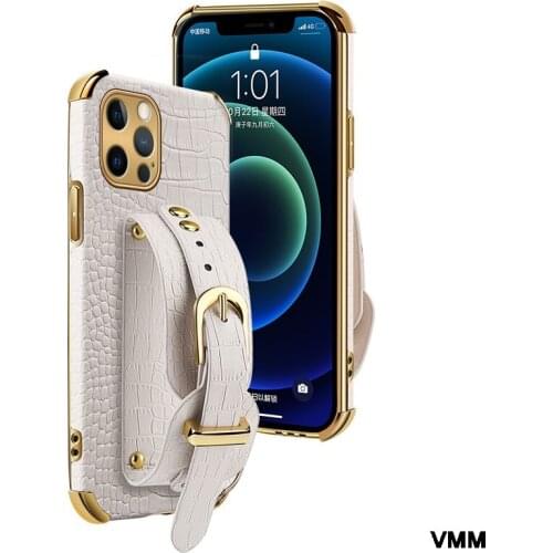 For Iphone12 Crocodile-pattern Protective Coque for Iphone12 Pro Mobile Phone Case Soft PU Leather Hand Holder Cases