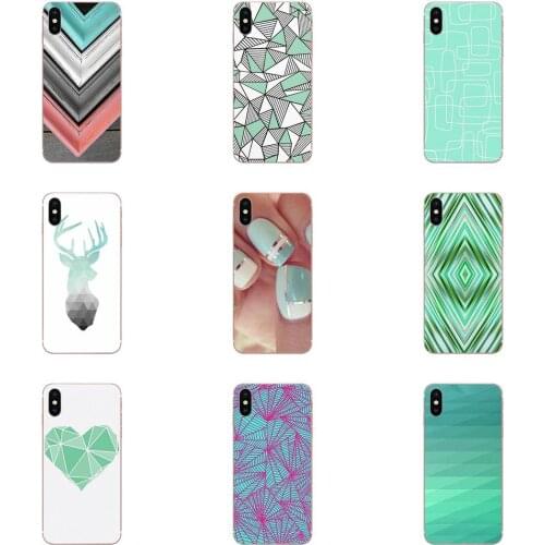 Green Mint Geometric For Sony Xperia Z Z1 Z2 Z3 Z3+ Z4 Compact Z5 Plus M2 M4 XA XA1 XZ Premium TPU Phone Cover Case