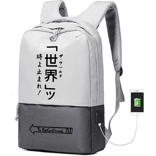 JoJos Bizarre Adventure Women Back Pack Usb Charging Laptop Backpack Oxford School Bags Large Travel Bagpack Anime Bookbag