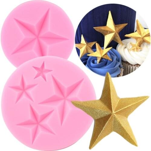 Star Flower Silicone Mold Baby Birthday Cupcake Topper Fondant Cake Decorating Tools Candy Polymer Clay Chocolate Gumpaste Mould