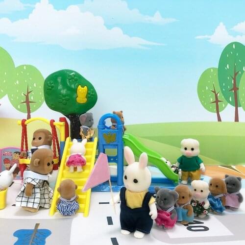 1/12 Forest Animal Family Amusement Park Set Toy DIY Miniature Dollhouse Furniture Forest Family Doll Play Set Toy For Kid Gift