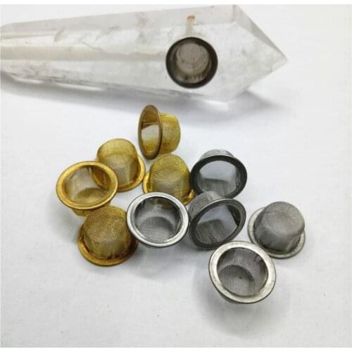 10pcs drop shipping crystal wand pipe filter accessories Gold mesh and white screens mixture tobacco metal mesh wholesale prices
