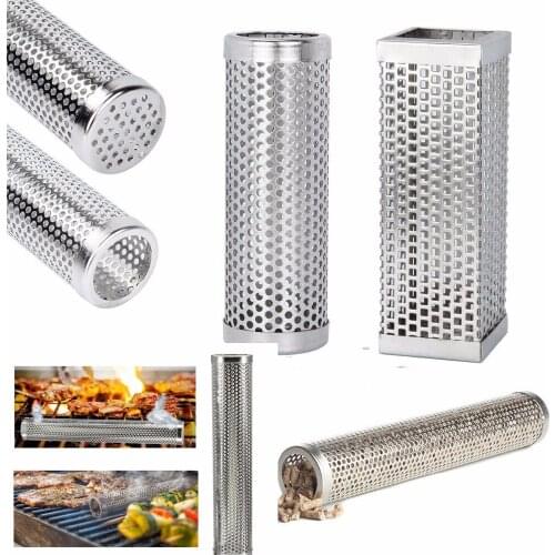 15/30cm Square Round BBQ Grill Hot Cold Smoking Mesh Tube Smoke Generator Stainless Pellet Smoker