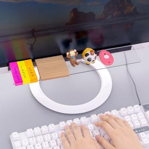Computer Monitor Message Board Acrylic Memo Pad Panel Shelves Storage Holder Rack Organizer Stand for Home Office Supplies
