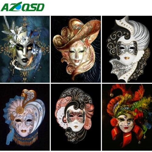 AZQSD Diamond Embroidery Woman Mask Mosaic Rhinestones Full Square Diamond Painting Portrait Cross Stitch Handicraft Home Decor