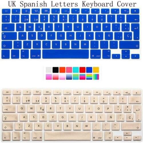 UK Spanish Keyboard Cover 2pcs For Macbook Air Pro Retina 13 15 Laptop Protective Film Alphabet Stickers for Mac book 13" 15"