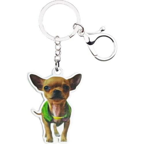 Chihuahua Dog Standing Keychain Aluminum Alloy Animal NOT 3D Cute Keyring Mens Car Key Chain Ring For Dog Friends Christmas Gift