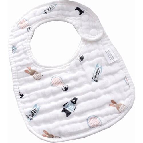 Baby Cotton Saliva Towel U-shaped Bib 2 Pieces/lot Cartoon Printed Saliva Towel Soft Absorbent Baby Boys Girls Bibs