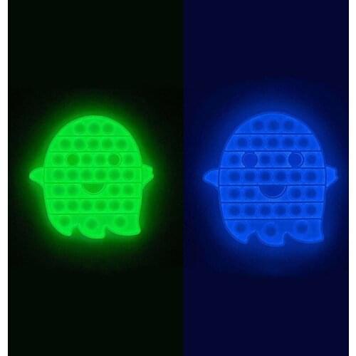 Glow In The Dark Ghost Push Pop Bubble Florescent Fidget Sensory Toys Stress Relief Silicon Bubble for Halloween All Saints Day