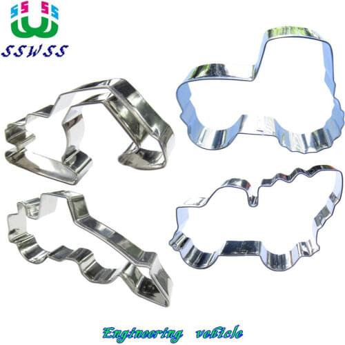 Construction Engineering Vehicle Shape Cake Decorating Tools,Four Paragraph Vehicles Cookie Biscuit Baking Molds,Direct Selling