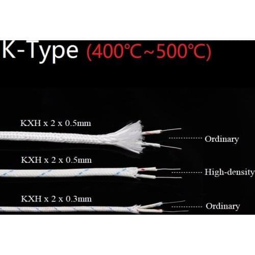 K-Type KX-H 2Cores 3Cores Temperature Measure Wire Fiberglass Braid High Temperature Insulated Compensation Cable Line