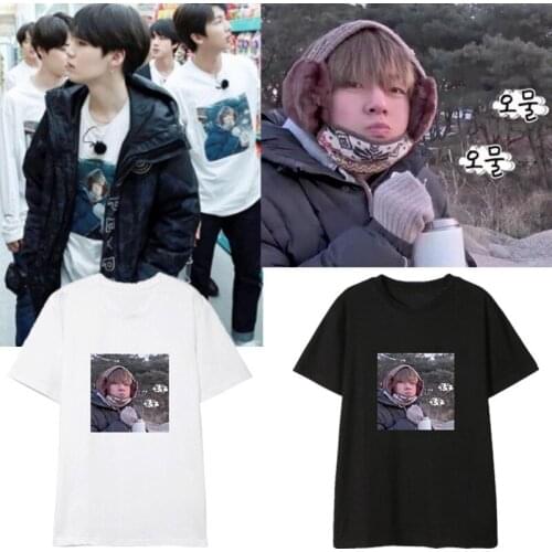 Kpop Bangtan Boys V Same Tshirt Summer Couple Tshirts COLD TAEHYUNG Short Sleeve T shirt Cotton Unisex Tees Tops