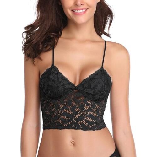 Sheer Lace Bralette Crop Top Plus Size Bras V Women Vest Seamless Wireless Brassiere Push Up Sexy Intimate Underwear Sleep Wear