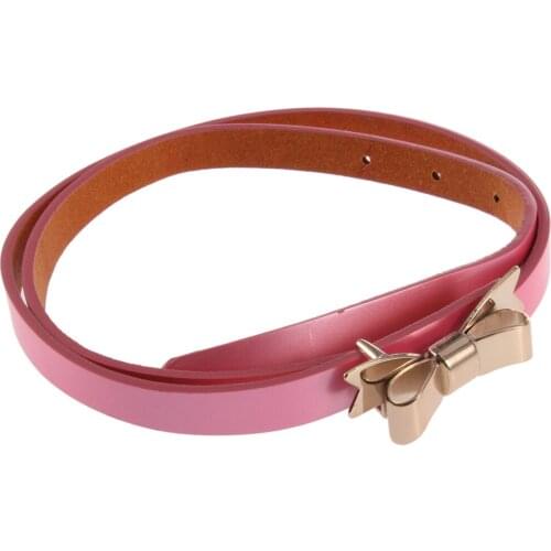 Fashion Lady Bowknot Candy color PU leather Buckle Waistband Skinny Thin Belt Exquisitely Designed Durable Gorgeous