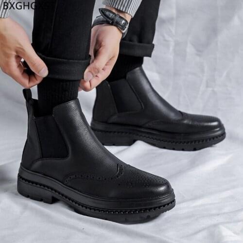 Chelsea Boots for Man 2021 Winter Shoes Men Motorcycle Boots for Men Male Luxury Designer Shoes Black Leather Boots Men Zapatos