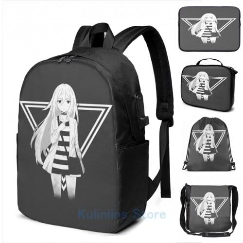 Funny Graphic print Rachel Ray Gardner Angels of Death Flat Anime Shirt USB Charge Backpack men School Travel laptop bag