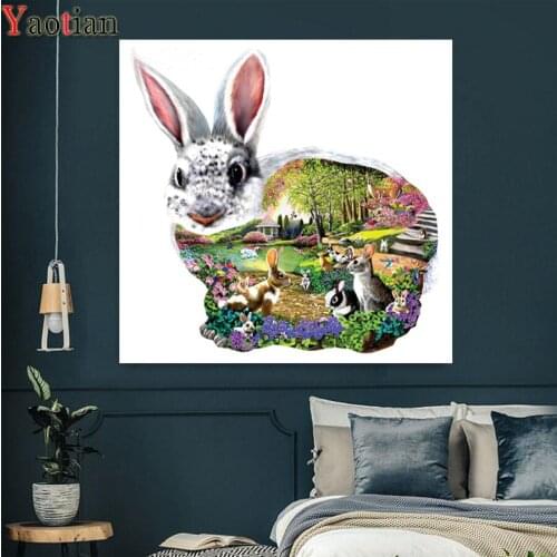 5D square Diy Diamond Painting kit Full Round drill Cross-Stitch Rabbit Garden View Mosaic Rhinestone Picture Embroidery sale