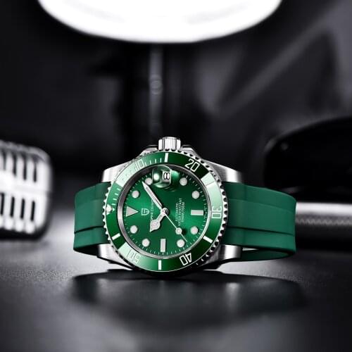 2021 New PAGANI DESIGN Mens Watch Luxury Automatic Mechanical Watch Japan NH35 Green Rubber Military Business Clock Steeldive