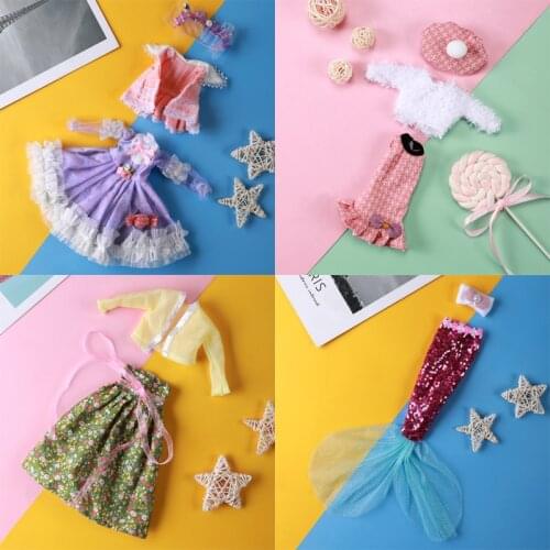 BJD 1/6 30CM Doll Clothes Fashion Casual Wear Princess Skirt Mermaid Dress Up Dolls Accessories DIY Toys for Girls 1/4 12 Inch