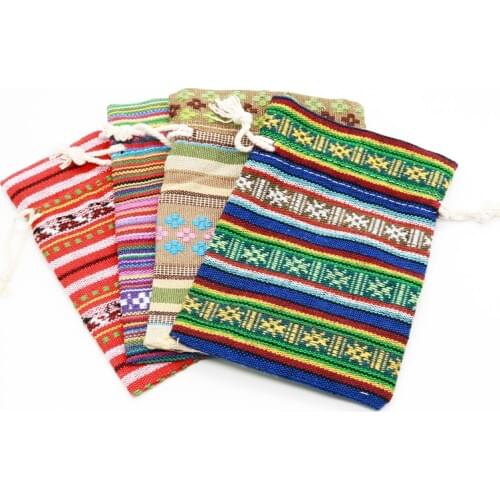 Wholesale 100pcs Striped Cotton Bags 10*14 13x18cm Christmas Drawstring Gift Bag Party Favor Candy Gifts Jewelry Packaging Bags