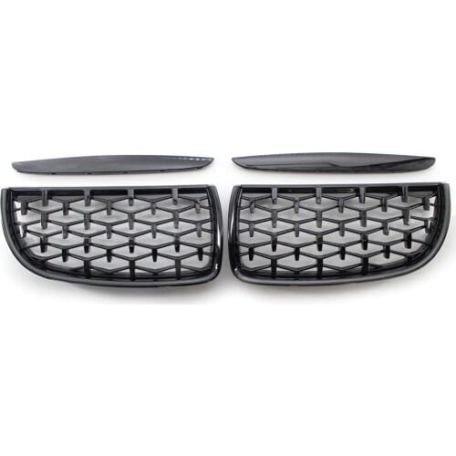Pair of Front Grille Diamond Style Fit For BMW E90 Sedan Wagon 2005-2008 Grill