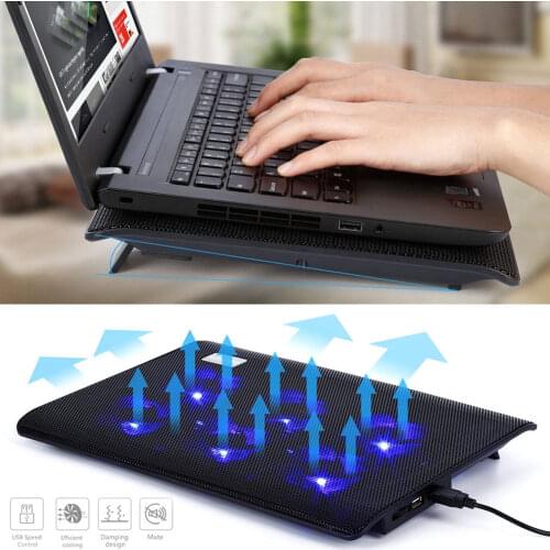 Portable Laptop Cooler With 6 Fans Cooling FOR Pad 2 USB Ports Adjustable Speed Computer Fan Base Plate For Notebook PC QJY9