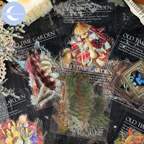 YueGuangXia Plant Garden Transparent Deco Big Sticker Scrapbooking Bullet Journal Deco Album DIY Stationery Decal 6 Design 40Pcs