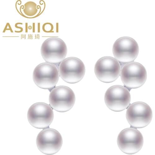 ASHIQI 925 Sterling Silver stud earrings 3-4mm mini small Natural Freshwater Pearl Earring For Women Fine Jewelry