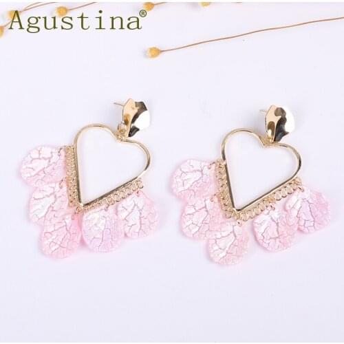 2020 Shell Pendientes Earrings Fashion For Women Jewelry Heart Earrings Girls Statement Drop Earrings Spring Pink Earings Egirl