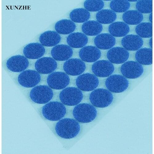Blue 100 Pair 10mm Diameter Nylon Fabric Sticky Back Round Coins Hook and Loop Self Adhesive Fastener Dots Tapes hook loop tape