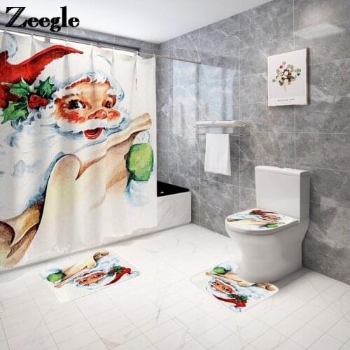Modern Style Bath Mat Shower Curtain SetToilet Rug Non-Slip Foot Mat for Bathroom Carpet Rug Absorbent Toilet Seat Cover Mat Set