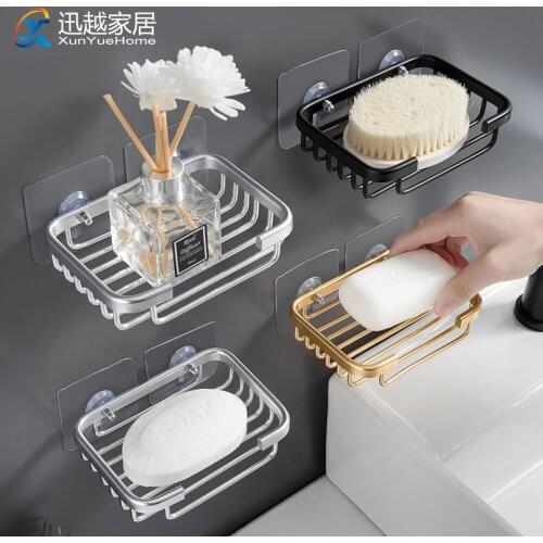 Soap Dishes Toilet Drain Basket Silver Aluminum Dish Storage Holder Shower Rack Free Bathroom Hardware Fixture