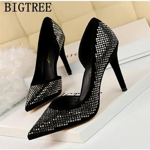 Black heels valentine shoes rhinestone heels stiletto party shoes for women fetish high heels designer shoes women luxury 188-2