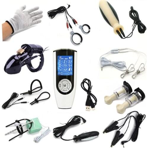 USB Charging Dual Output Electric Shock Host,Anal Plug Penis Plug Cock Rings Medical Themed Toys Electro Stimulation for Couples