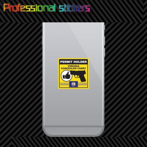 Virginia Concealed Carry Permit Holder Cell Phone Sticker Mobile 2a Permited Stickers for Car, RV, Laptops, Motorcycles