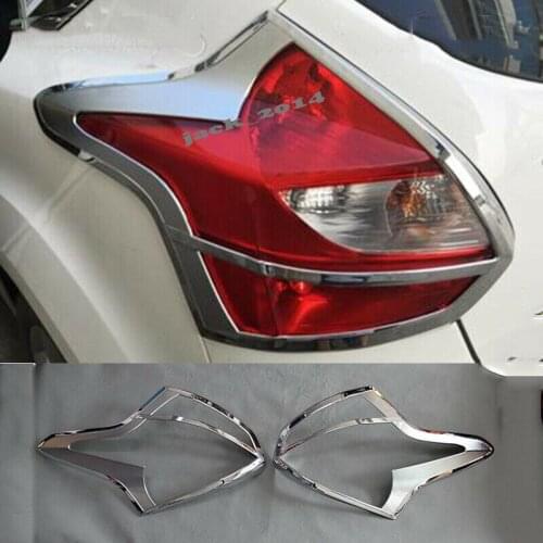 For Ford Focus 2012-2013 Hatchback Silver ABS Chrome Rear Tail Light Lamp Decorate Cover