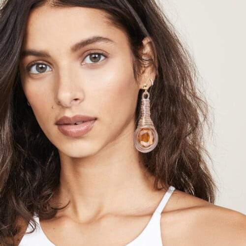 Dvacaman Champagne Crystal Earrings for Women Long Drop Earrings New Fashion Large Statement Earrings Wholesale Jewelry Wedding