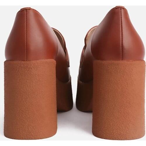 MUMANI Woman‘s 2021 New Spring Autumn Mary Janes Square Heel Square Toe Brown Super High Retro Pumps Platform Lady Footwear