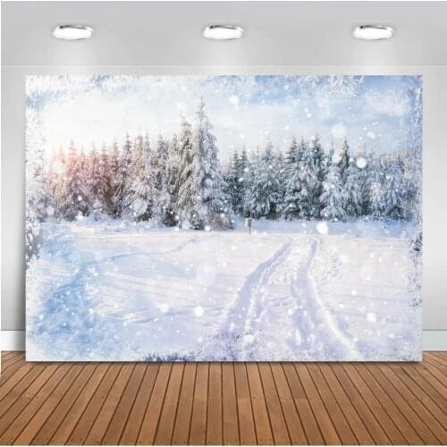Winter Pine Trees Forest Snowflake Scene Portrait Photography Background Photozone Photographic Backdrop Photocall Photo Studio