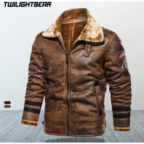 2020 Winter Mens Jacket Fur Leather Suede Coat Male Retro Thicken Leather Bomber Jacket Men Brand Biker Jacket Man AF819