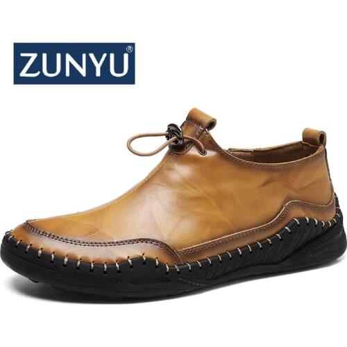 ZUNYU New Leather Men Casual Shoes Luxury Brand Mens Loafers Moccasins Breathable Black Driving Shoes Plus Size 38-48