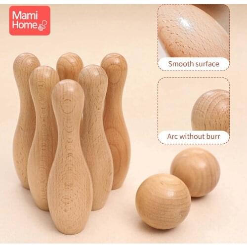 1Set Beech Wooden Bowling Ball Baby Bowling Practice Toy Kids for Children Outdoor Fun & Sports Toy Game Baby Gifts Baby Goods
