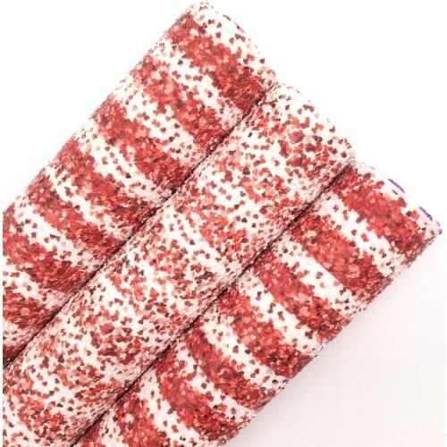 1PC 21X29CM Chunky Glitter Leather, Red Hearts Stripes Glitter Leather Sheets For Making Bows LEOsyntheticoDIY R329A