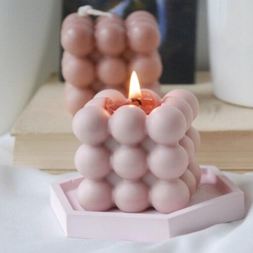 1PCS Valentine Day Gift Decorations Square Cube Candle Mould Soy Wax Essential Oil Aromatherapy Candles DIY Candle Material Waxs