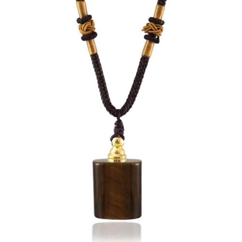 1PC Natural Tiger Eye Stone Necklace Keepsake Urn Necklaces Memorial Jewelry Memorial Pendants Ash Holder for Pet/Human