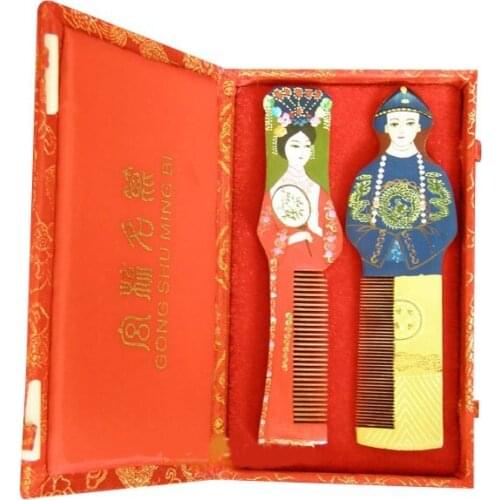 2019 Guaranteed 100% Chinese Characteristics giftguangxu and zhenfei wooden comb good gift for business-n566-567